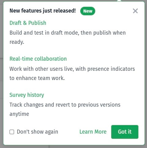 2 new survey workspace